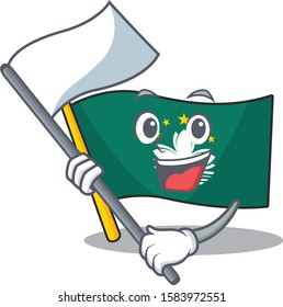 cute flag standing with flag macau cartoon character style