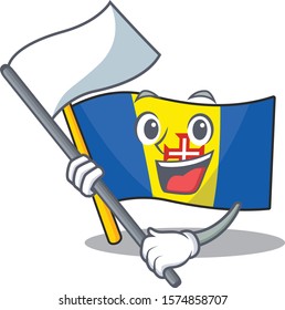 cute flag standing with flag madeira cartoon character style