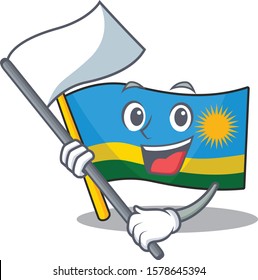 cute flag standing with flag rwanda cartoon character style