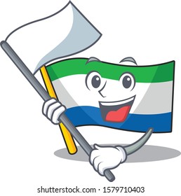 cute flag standing with flag sierra leone cartoon character style
