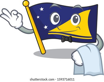 Cute flag tokelau Scroll Character stand as a Waiter look