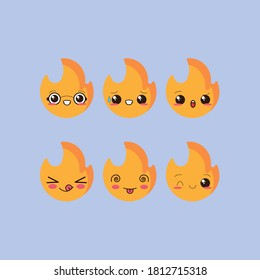 Cute Flame Character Emoticon set