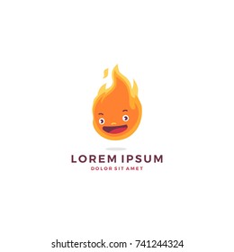 cute flame fire head mascot character a cartoon flat illustration logo/icon.
