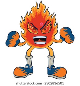 Cute flames cartoon character, good for graphic design resources, stikers, posters, book covers, banners, prints, pamflets, and more.
