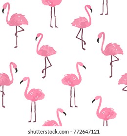 Cute flamingo background. Vector seamless pattern