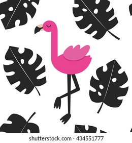 Cute flamingo card design. Vector illustration.