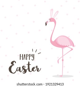 Cute Flamingo Cartoon Character vectors with pastel pink. Kawaii Flamingo isolated on pink polka dot background.