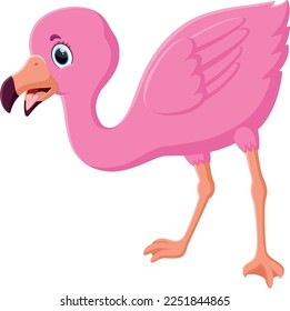 Cute flamingo cartoon isolated on white
