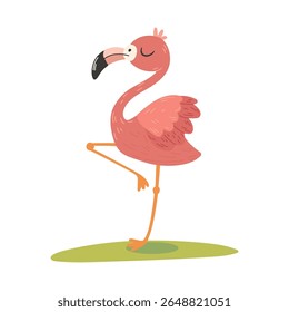 Ilustração do vetor flamingo bonito do desenho animado isolado em um fundo branco.