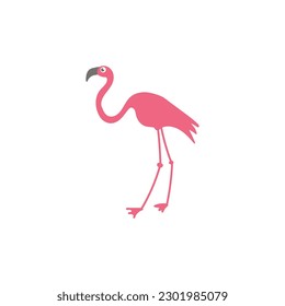 Cute flamingo cartoon vector on a white background