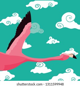 cute flamingo flying