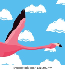 cute flamingo flying