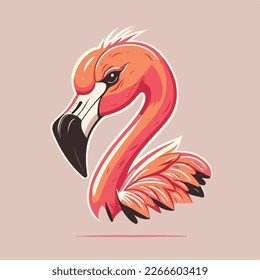 Cute flamingo head Vector Logo Icon Sports Mascot flat illustration