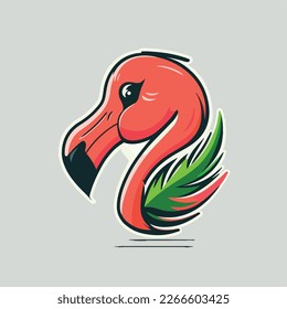 Cabecera de flamingo Cuaderno Logo Icono Icono Deportes Ilustración plana