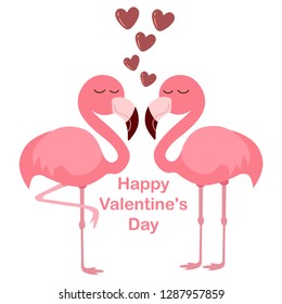 cute flamingo with hearts, vector illustration