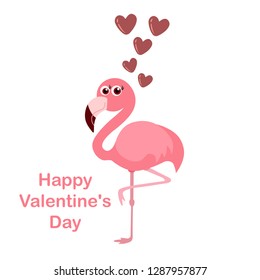 cute flamingo with hearts, vector illustration
