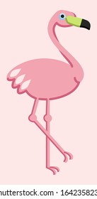 Cute flamingo icon with hand drawn relief effect.