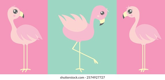 Cute Flamingo Illustrations – Pastel Animal Clipart for Crafts. Add a tropical touch to your designs with these adorable flamingo illustrations.