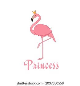 Cute flamingo. Inscription on the children's t-shirt print. For printing on a postcard.