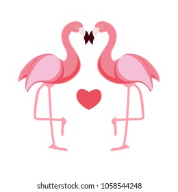 Cute Flamingo Love Background Vector Illustration EPS10
