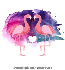 Cute Flamingo Love Background Vector Illustration EPS10