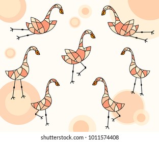 Cute flamingo mosaic cute illustration