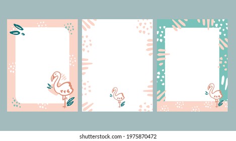Cute flamingo notepad vector paster color