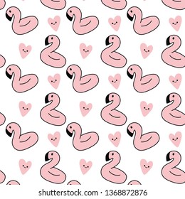 Cute flamingo pattern with hearts
