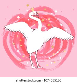 cute flamingo queen. Can used for print design, greeting card, baby shower. 