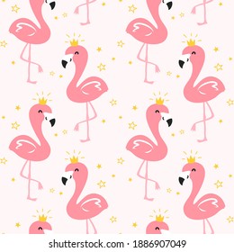 Diseño de patrones sin fisuras de la reina de flamingo en el fondo de la luz