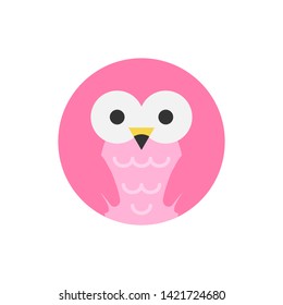 Cute flamingo round graphic vector icon. Pink flamingo bird, animal head, face illustration. Isolated.