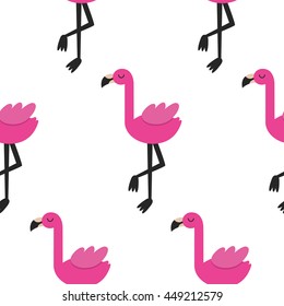 Cute flamingo seamless pattern. Vector illustration.