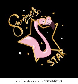  cute flamingo slogan print vector for t shirt printing and embroidery, Graphic tee and printed tee