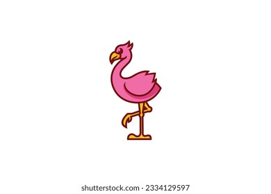 cute flamingo vector template logo design