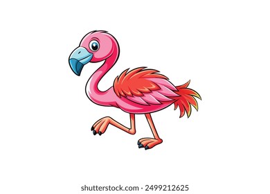 A Cute Flamingo in white background