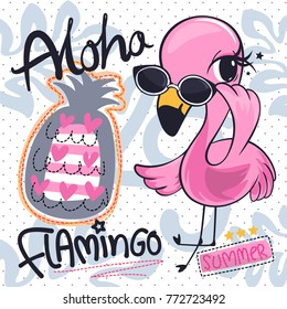 cartoon flamingo images wearing glasses