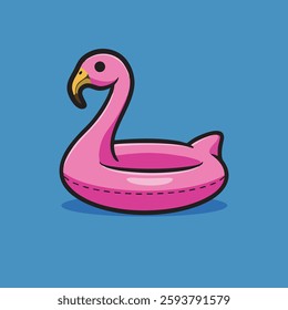 Cute flamingos swimming circle vector children's illustration Q edition vector cartoon illustration