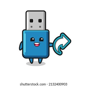 cute flash drive usb hold social media share symbol , cute style design for t shirt, sticker, logo element