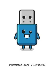 cute flash drive usb mascot with an optimistic face , cute style design for t shirt, sticker, logo element