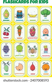 Cuta tarjetas flash para ilustración vectorial para niños