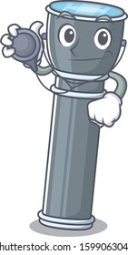Cute flashlight Scroll cartoon character in a Doctor with tools