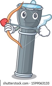 Cute flashlight Scroll Cupid cartoon character with arrow and wings