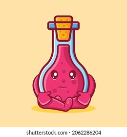cute flask glass mascot with sad gesture isolated cartoon in flat style