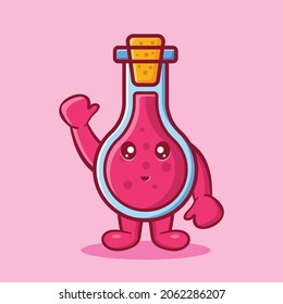 cute flask glass mascot smile isolated cartoon in flat style