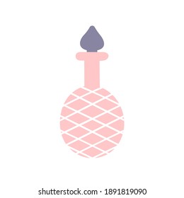Cute flask with witchcraft potion on white background. Attributes for magic, witchcraft. Love potion. Hand drawn vector isolated single illustration.