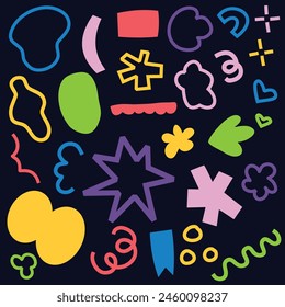 Cute Flat Abstract Shapes Free Vector Hand Drawn Collection Textile Background