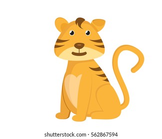 Cute Flat Animal Character Logo - Tiger