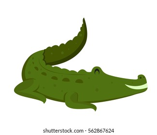 Cute Flat Animal Character Logo - Crocodile