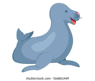 Cute Flat Animal Character Logo - Seals