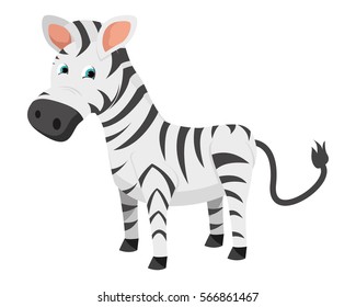 Cute Flat Animal Character Logo - Zebra